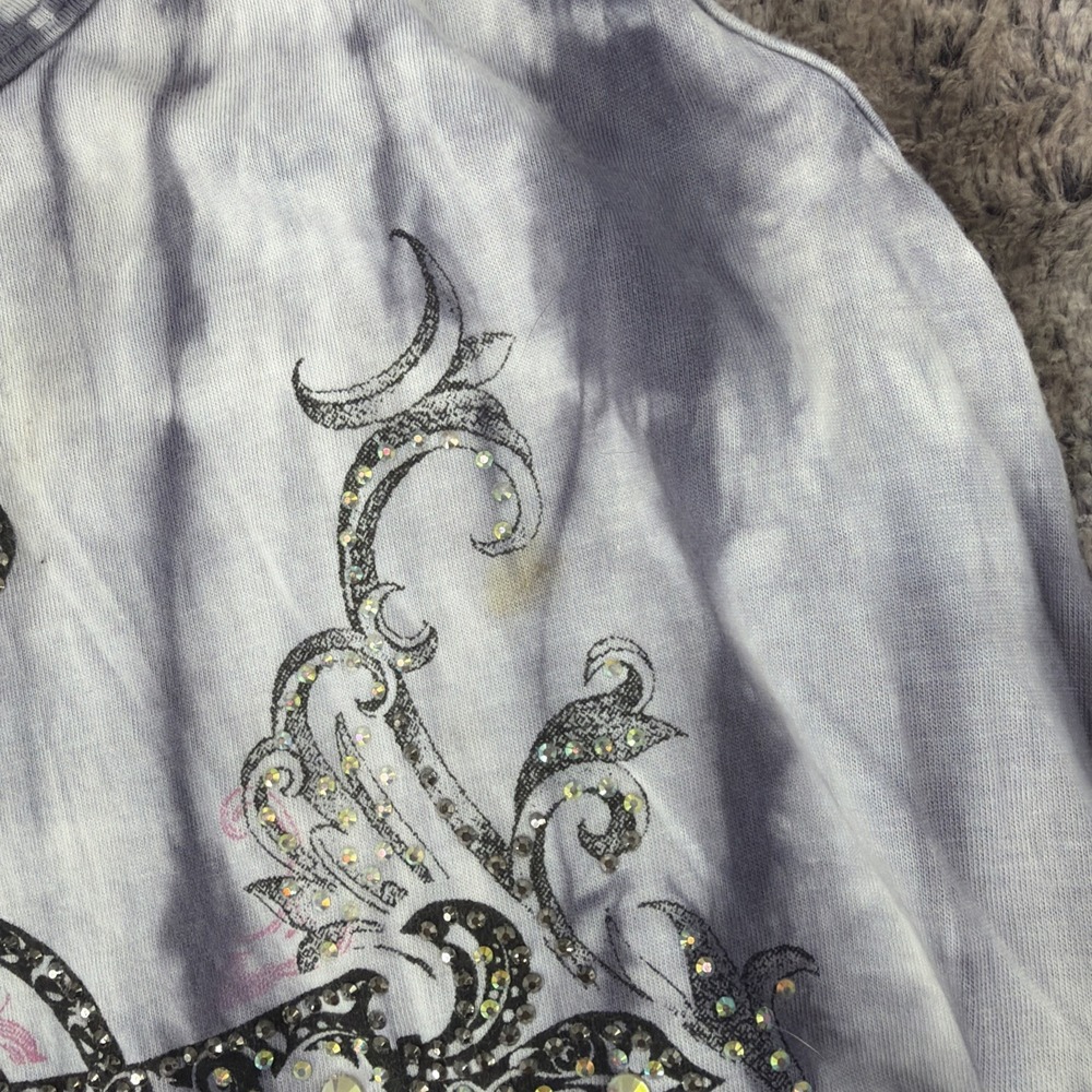 Vocal Gray Tie Dye Embellished Cross Pink Rose Tunic Dress Sleeveless USA Medium - Picture 4 of 8